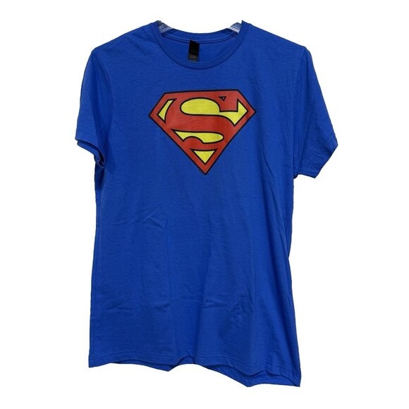 Superman Logo Womens Size XL DC Comics Superhero T Shirt Blue Costume Cosplay - Picture 1 of 7